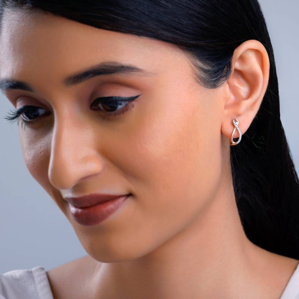 14K Rose Gold Artemis J-Hoop Diamond Earrings : GDLER0597