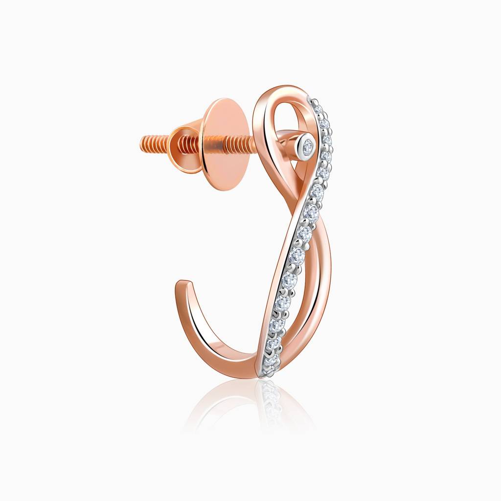 14K Rose Gold Artemis J-Hoop Diamond Earrings : GDLER0597