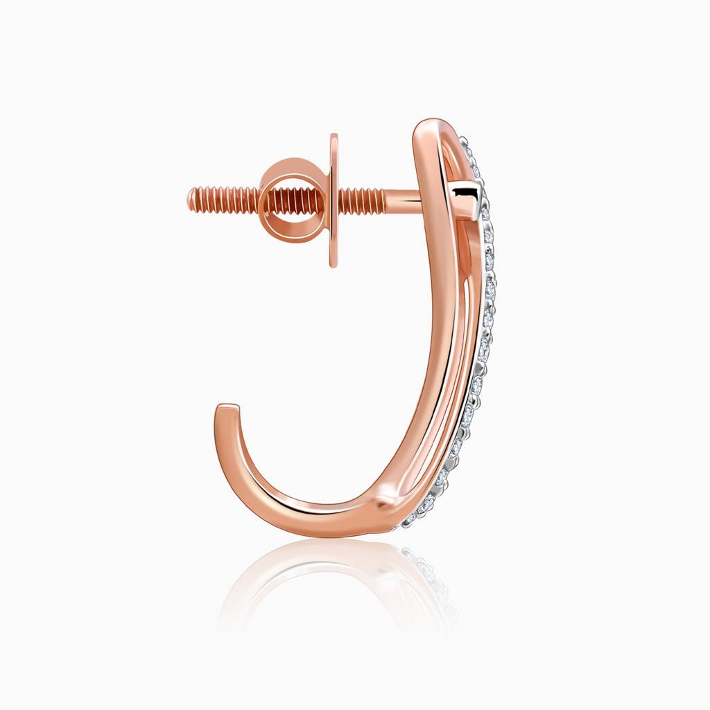 14K Rose Gold Artemis J-Hoop Diamond Earrings : GDLER0597