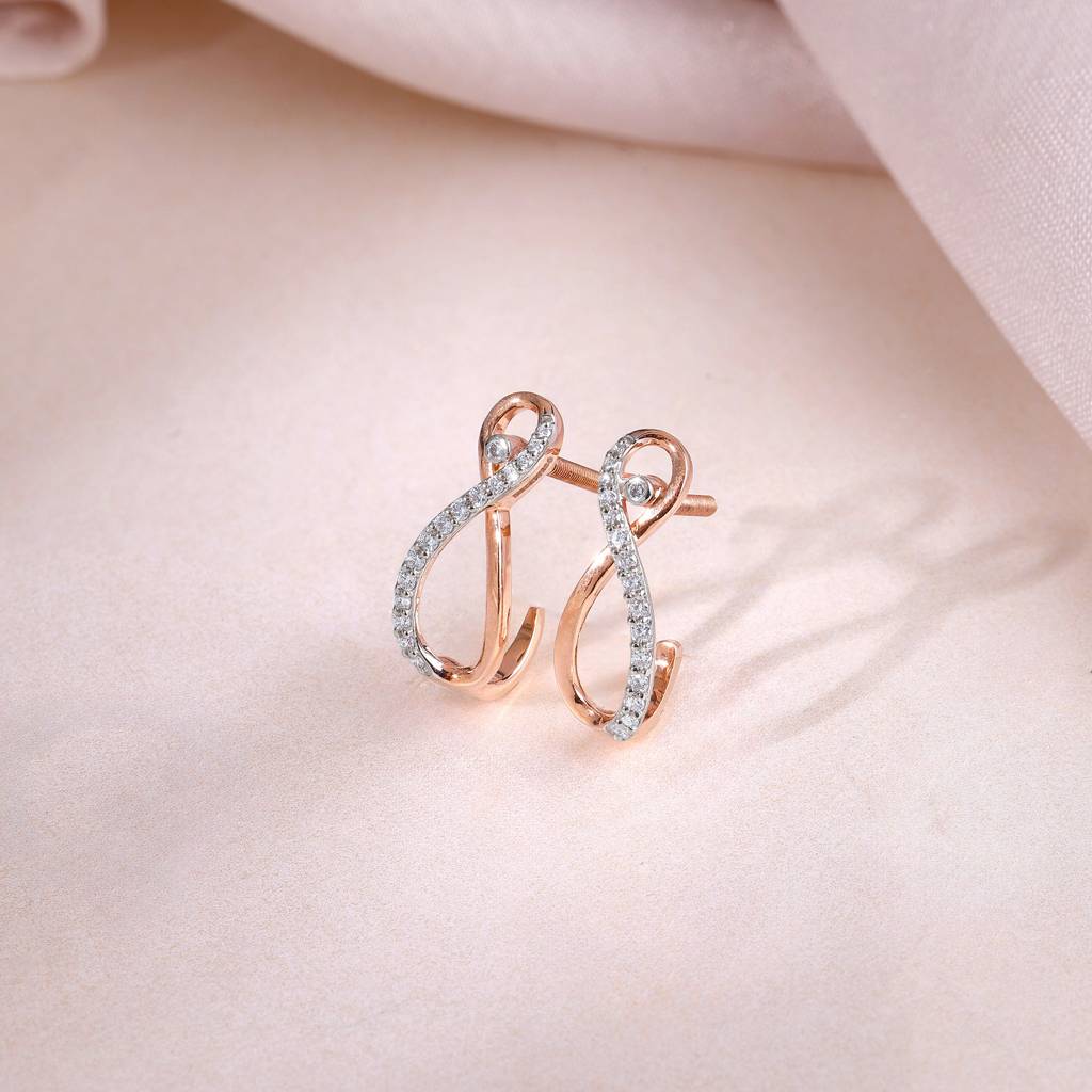 14K Rose Gold Artemis J-Hoop Diamond Earrings : GDLER0597