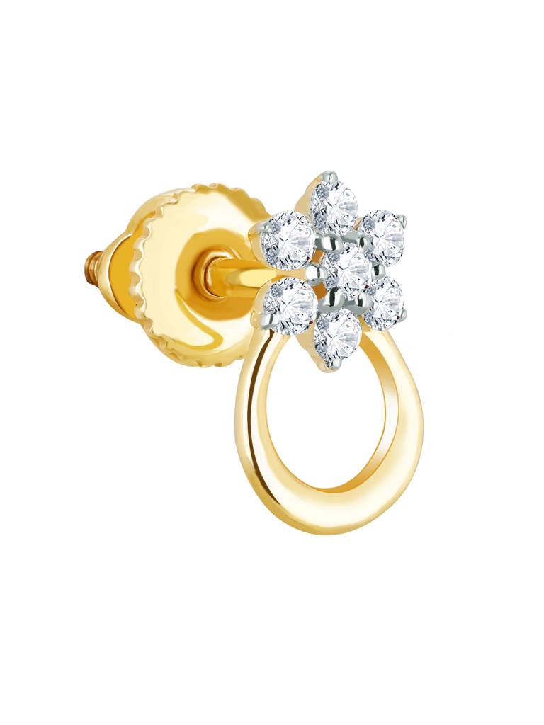 Giva 14K Yellow Gold Floral Diamond Stud Earrings Gifts For Women & Girls : GDLER05