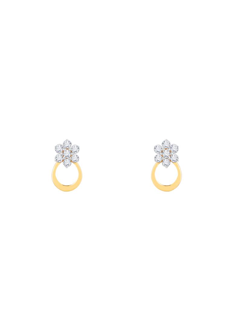 Giva 14K Yellow Gold Floral Diamond Stud Earrings Gifts For Women & Girls : GDLER05
