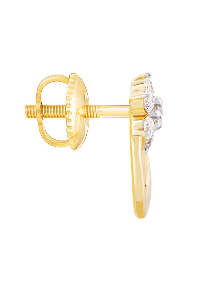 Giva 14K Yellow Gold Floral Diamond Stud Earrings Gifts For Women & Girls : GDLER05