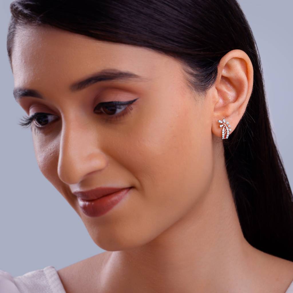 18K Rose Gold Juno J-Hoop Diamond Earrings : GDLER0600