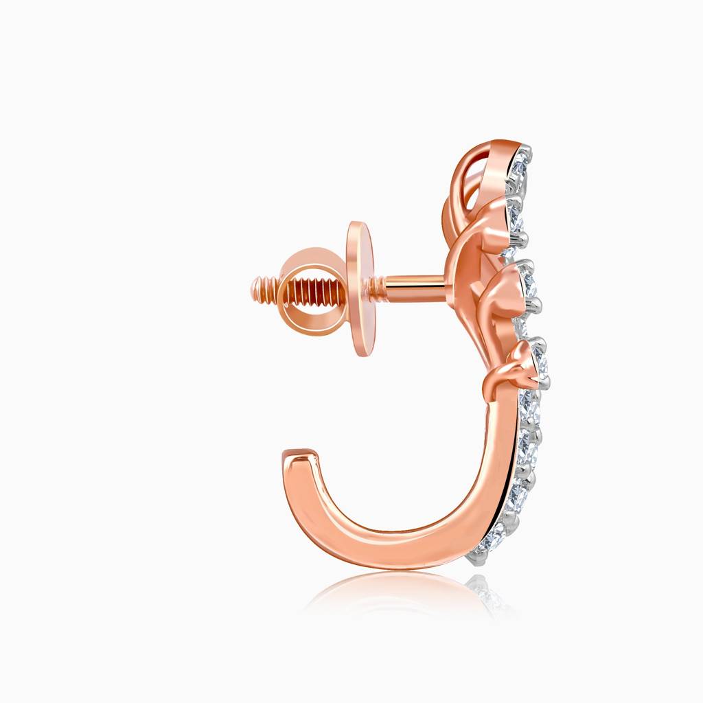 18K Rose Gold Juno J-Hoop Diamond Earrings : GDLER0600