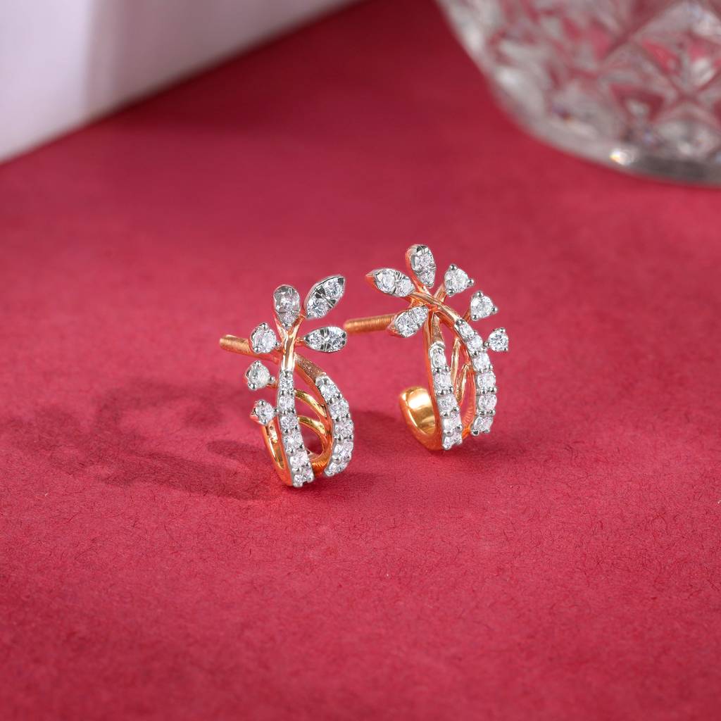 18K Rose Gold Juno J-Hoop Diamond Earrings : GDLER0600