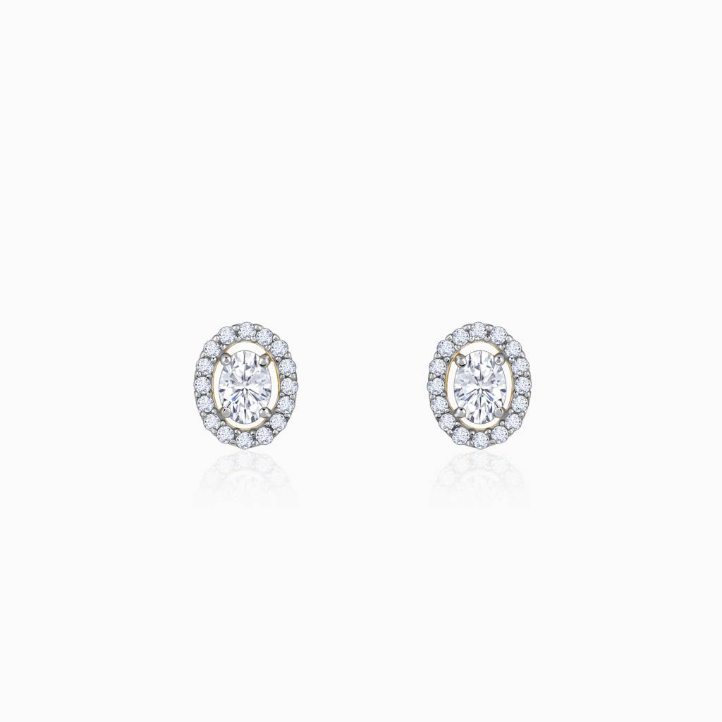 18K Gold Vesta Halo Solitaire Diamond Studs : GDLER0601