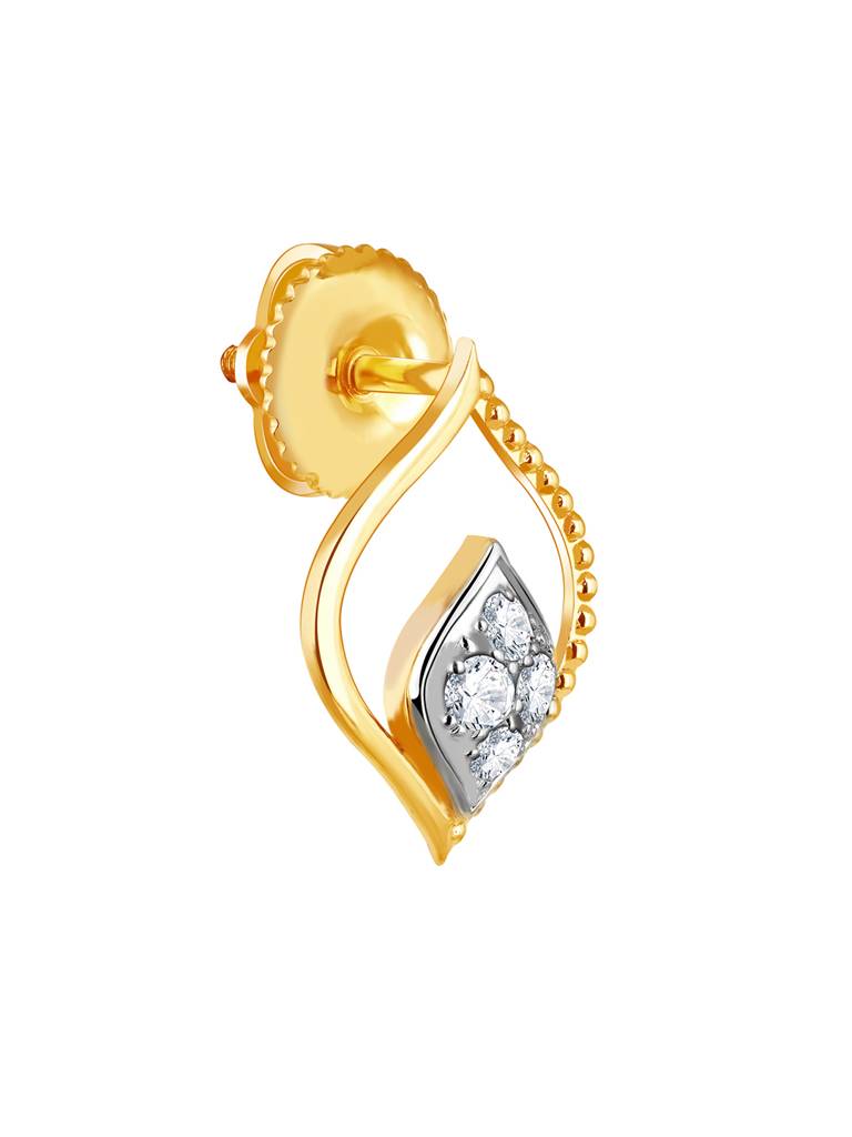 18K Yellow Gold Dancing Flame Diamond Earrings : GDLER060