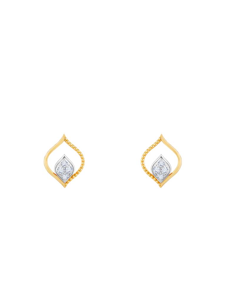 18K Yellow Gold Dancing Flame Diamond Earrings : GDLER060