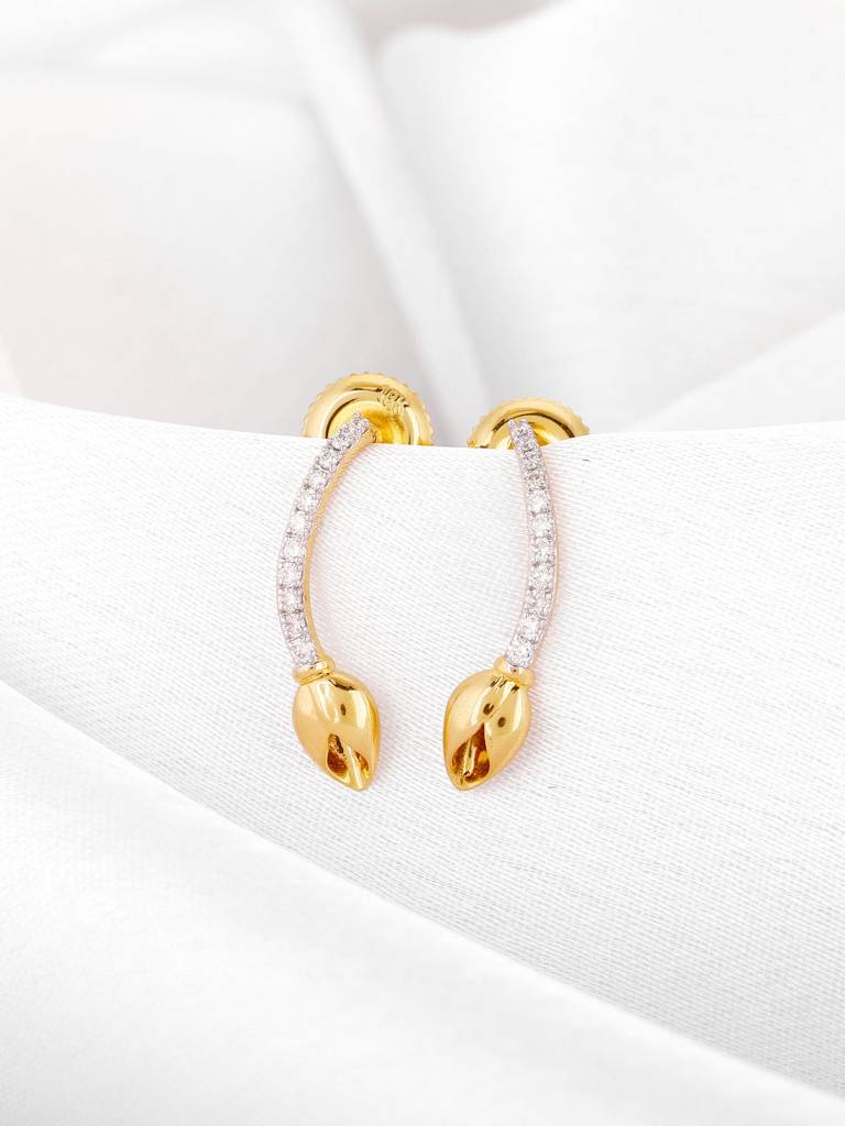 Giva 18K Yellow Gold Floral Shimmer Diamond Earrings : GDLER061