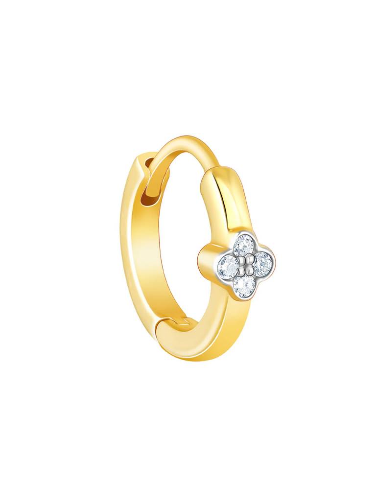 14K Yellow Gold Lovely Floral Diamond Earrings : GDLER064