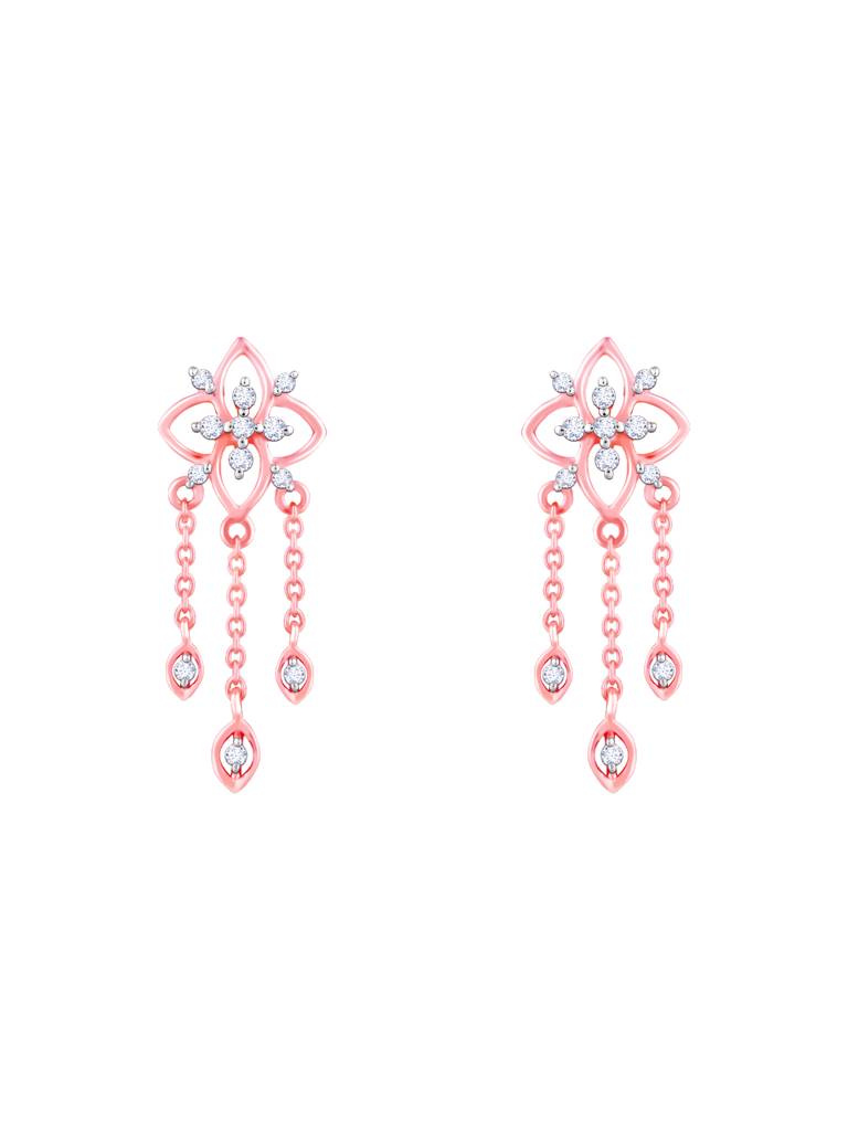 Giva 18K Rose Gold Shooting Star Diamond Earrings : GDLER078