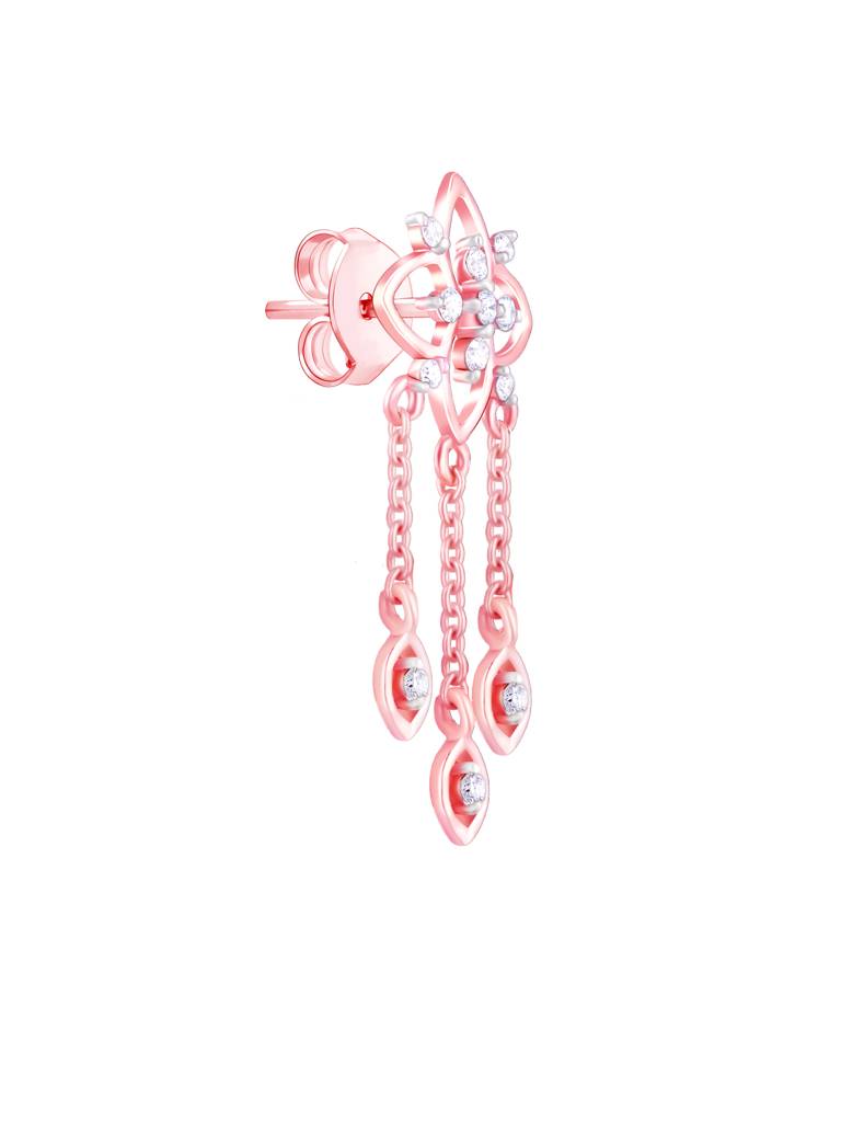 Giva 18K Rose Gold Shooting Star Diamond Earrings : GDLER078