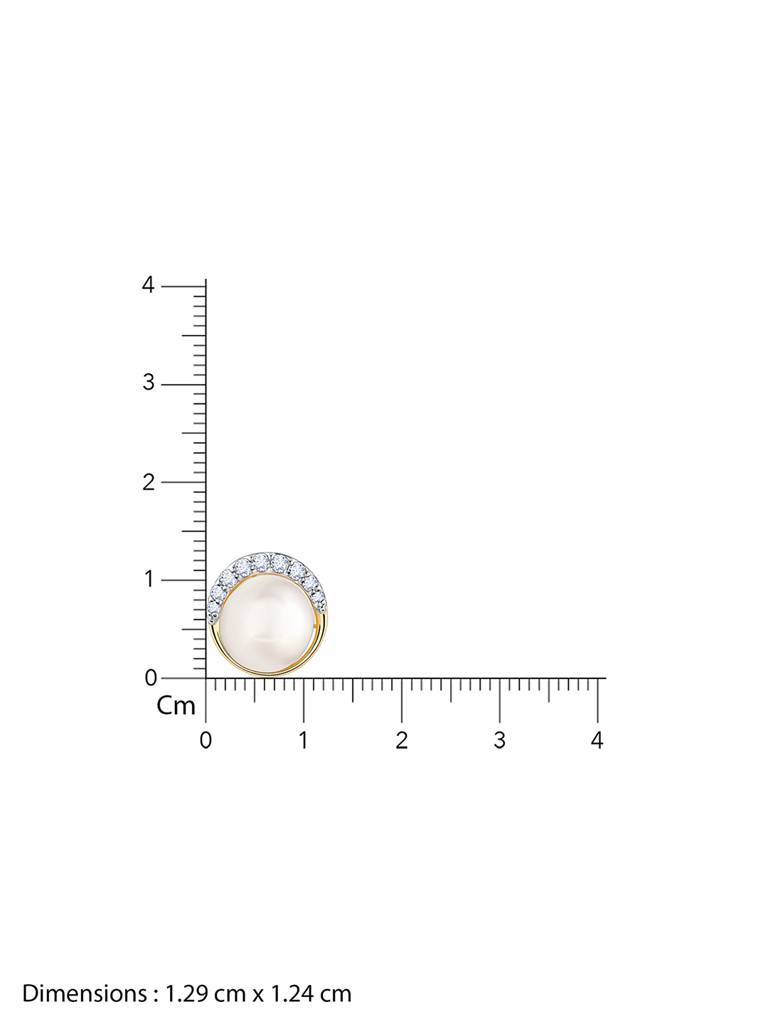 14K Yellow Gold Graceful Pearl Diamond Studs : GDLER079
