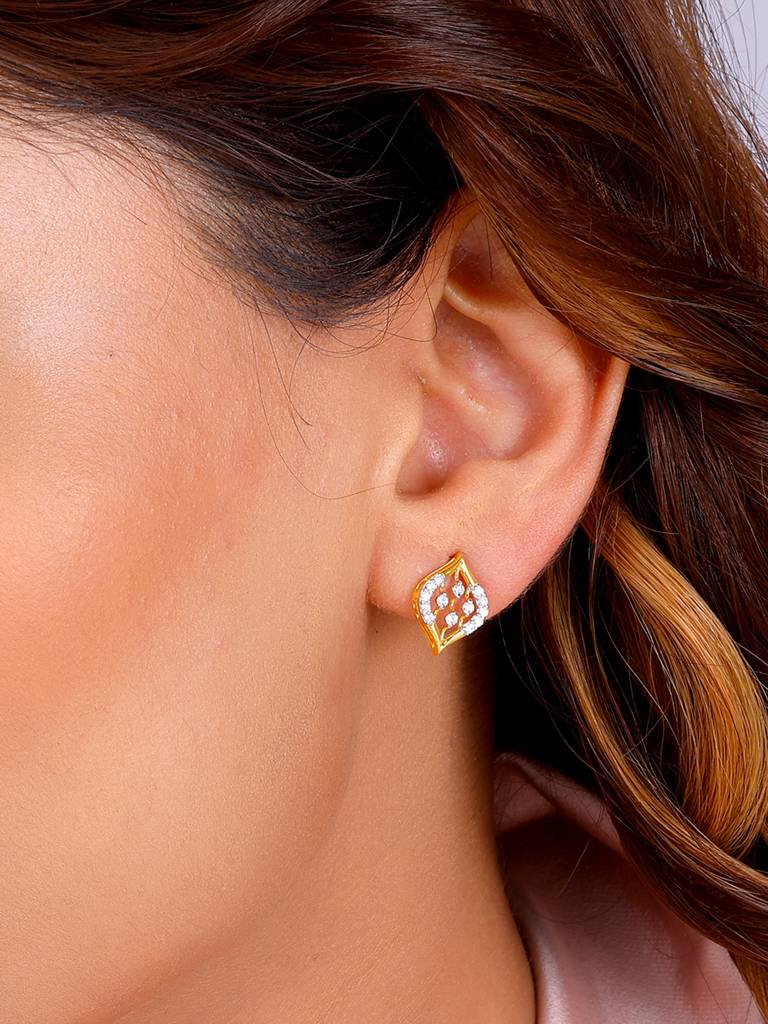 Giva 14K Yellow Gold Graciously Elegant Diamond Earrings : GDLER086