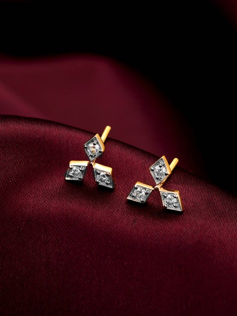 Giva 14K Yellow Gold Dignified Aura Diamond Earrings : GDLER088
