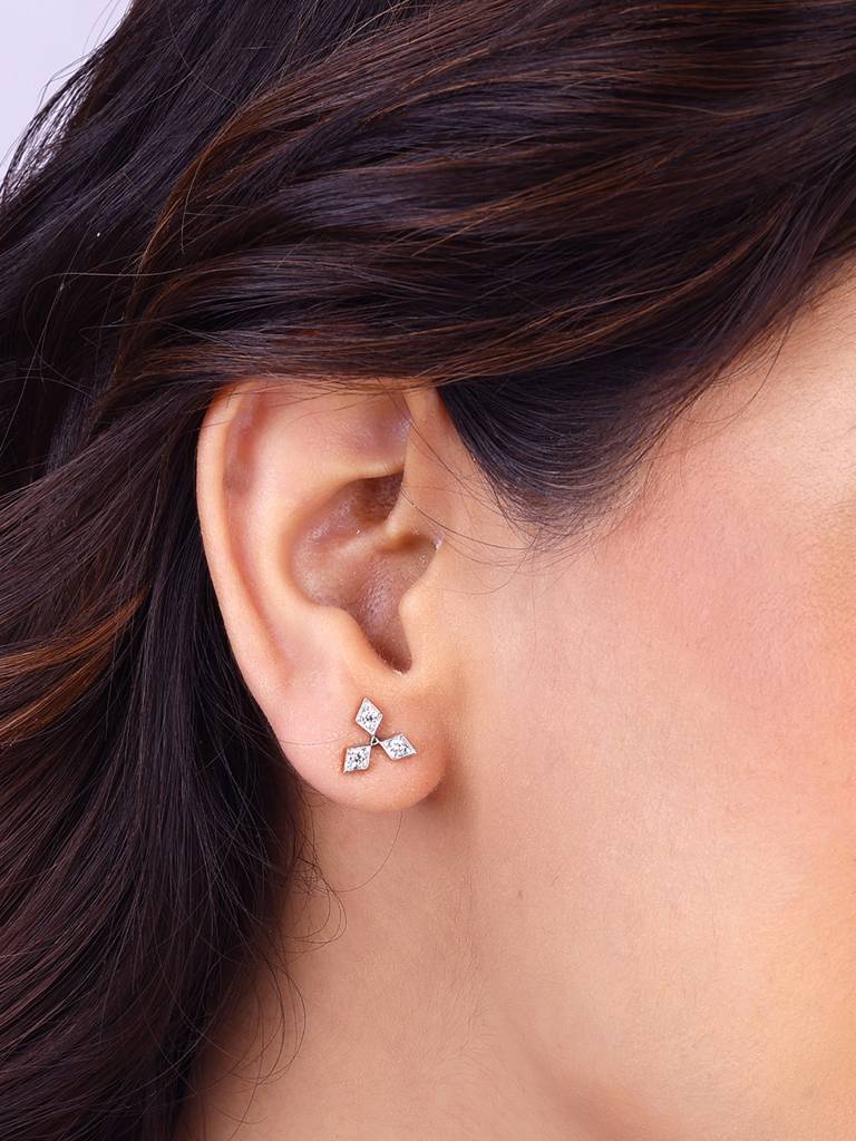 Giva 14K Yellow Gold Dignified Aura Diamond Earrings : GDLER088