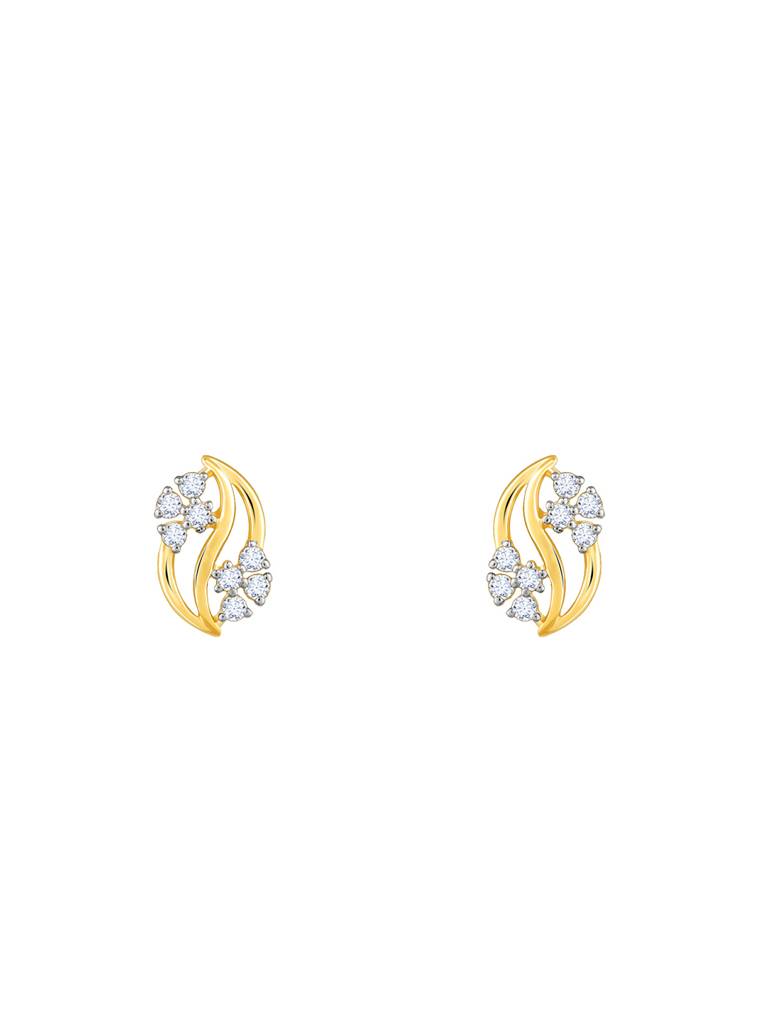 Giva 14K Yellow Gold Flower Weave Diamond Earrings Gifts For Women & Girls : GDLER093
