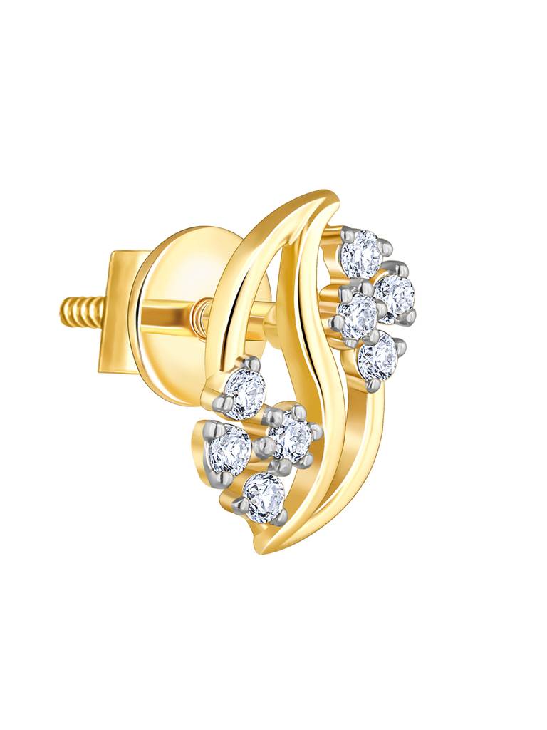 Giva 14K Yellow Gold Flower Weave Diamond Earrings Gifts For Women & Girls : GDLER093