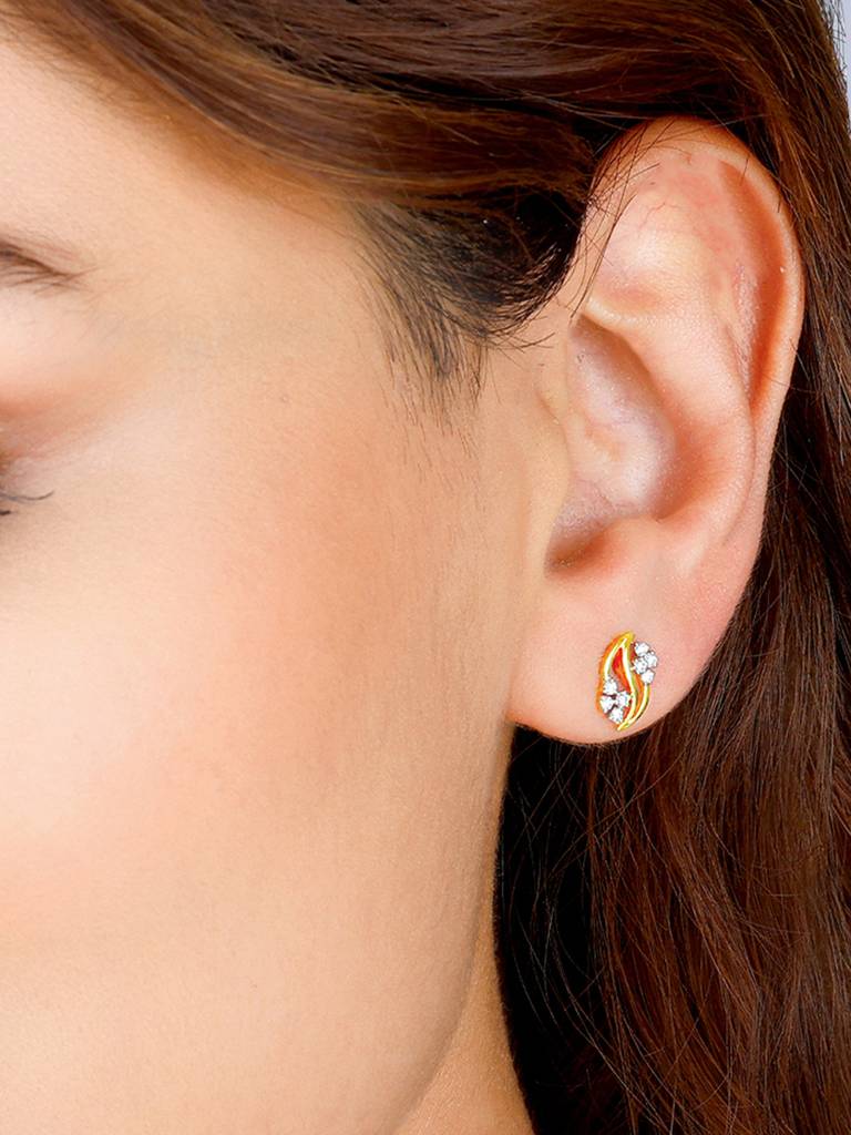 Giva 14K Yellow Gold Flower Weave Diamond Earrings Gifts For Women & Girls : GDLER093