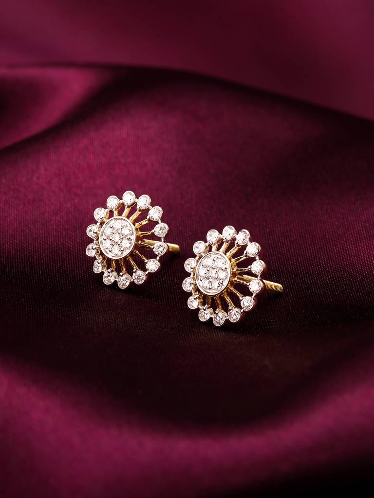 Giva 14K Yellow Gold Sparkler Diamond Earrings Gifts For Women & Girls : GDLER094