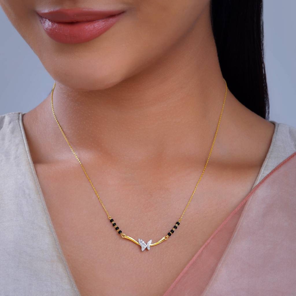 14K Gold Pushpa Diamond Mangalsutra : GDLMN01