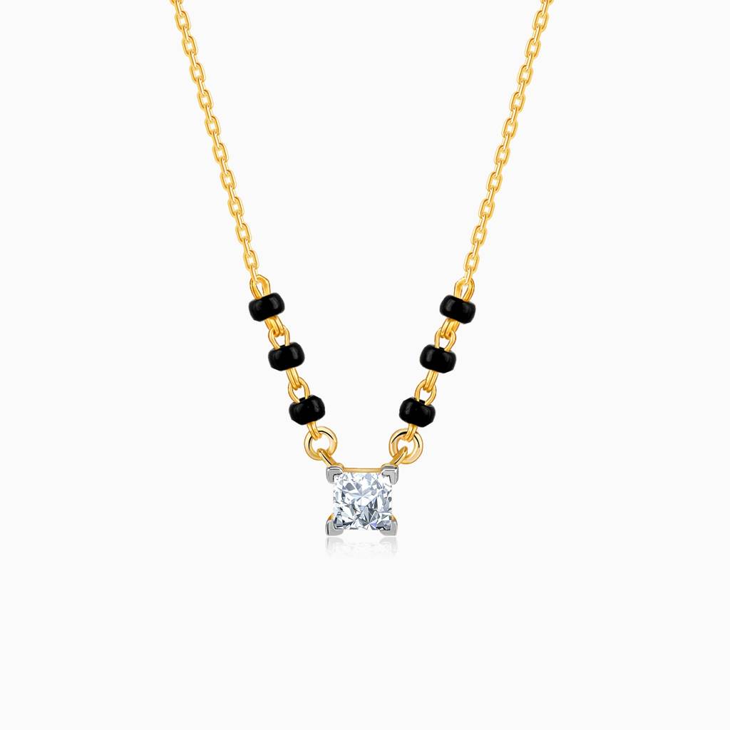 18K Gold Premala Solitaire Diamond Mangalsutra : GDLMN05