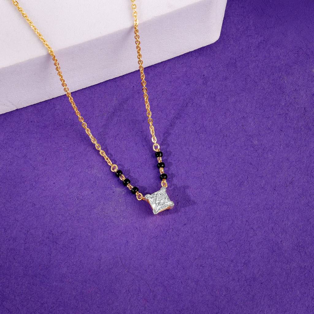18K Gold Premala Solitaire Diamond Mangalsutra : GDLMN05