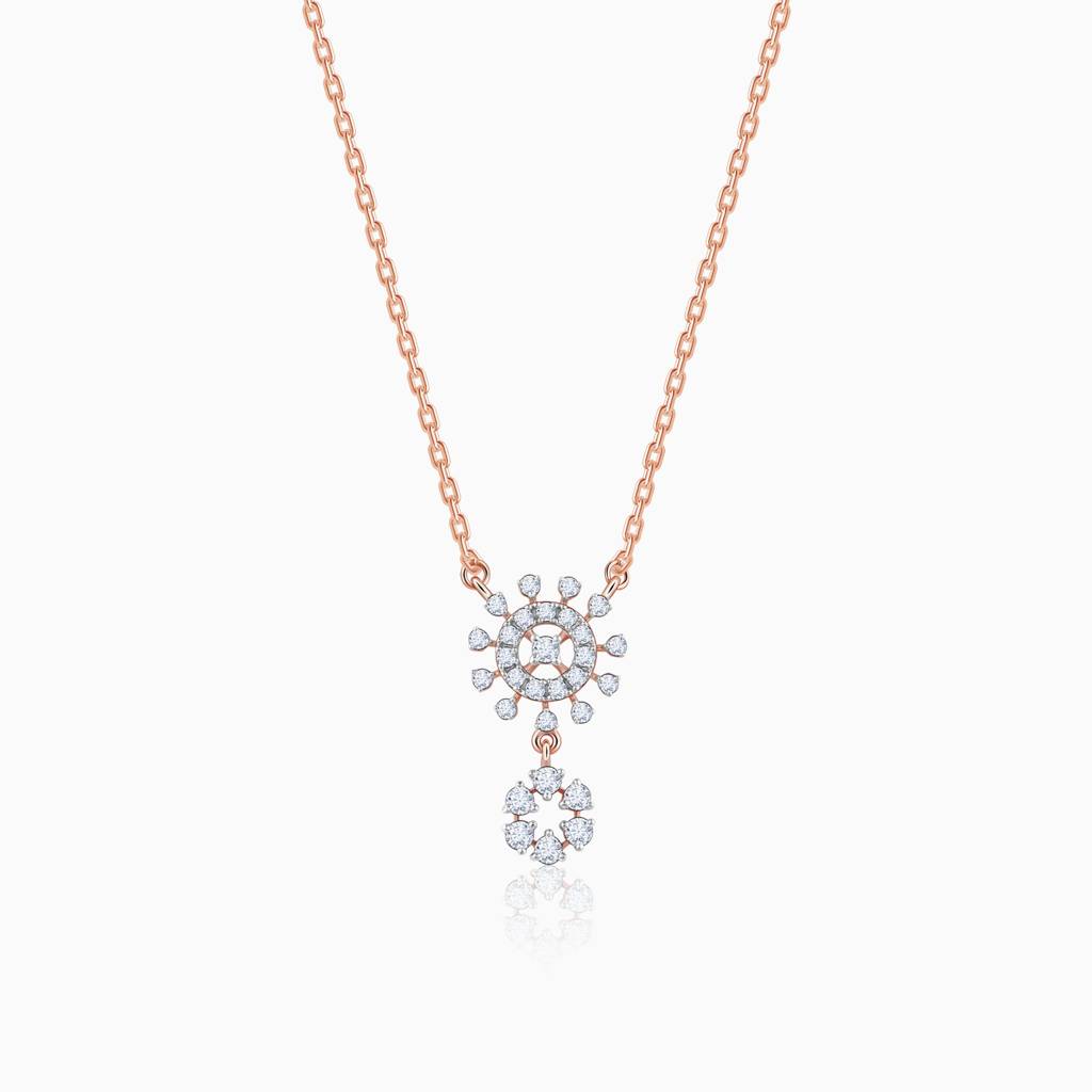 18K Rose Gold Floral Glimmer Diamond Necklace : GDLNE0101
