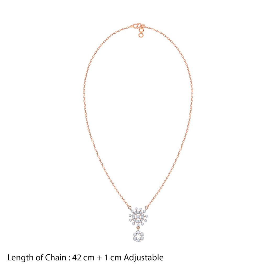 18K Rose Gold Floral Glimmer Diamond Necklace : GDLNE0101