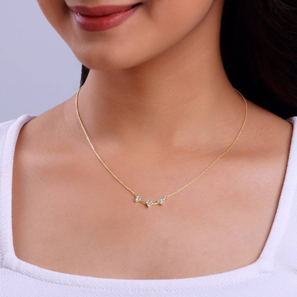 18K Gold Love Trinity Diamond Necklace : GDLNE0102