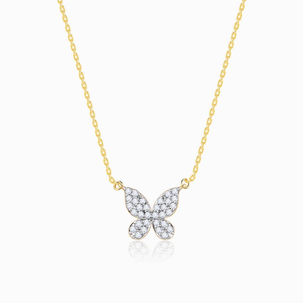 14K Gold Papillon Diamond Necklace : GDLNE0110