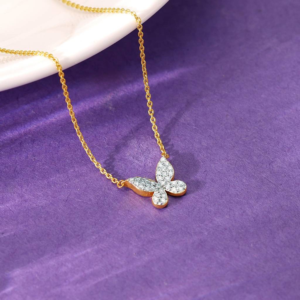 14K Gold Papillon Diamond Necklace : GDLNE0110