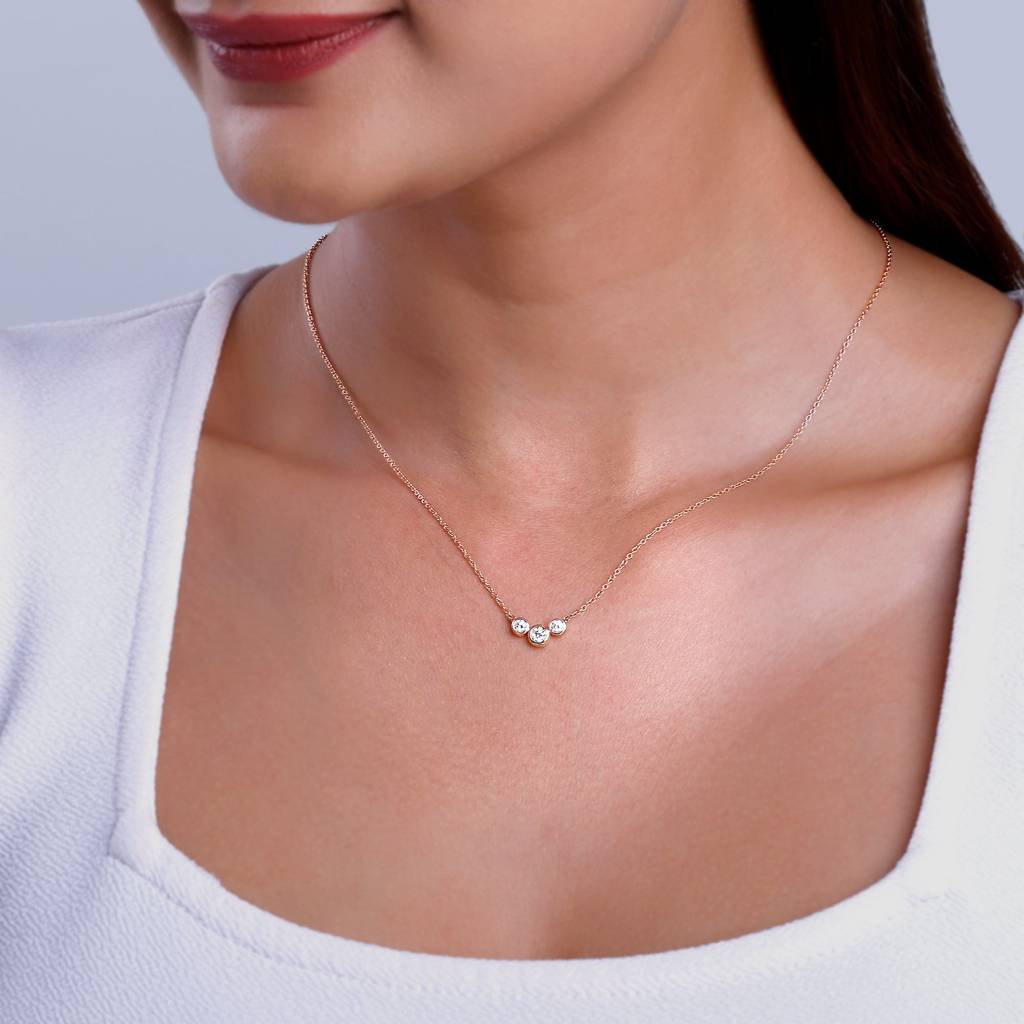 14K Rose Gold Cercle Diamond Necklace : GDLNE0111