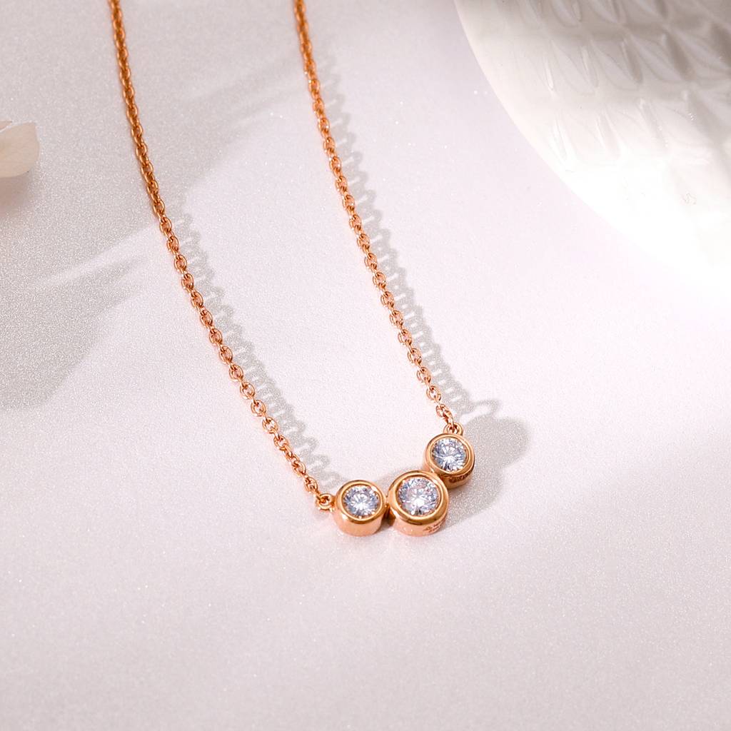 Three-stone Genuine Polki Diamond Necklace Rhodium on Sterling Silver Adjustable Three-stone Genuine Polki Diamond Necklace Rhodium on Sterling Silver Adjustable