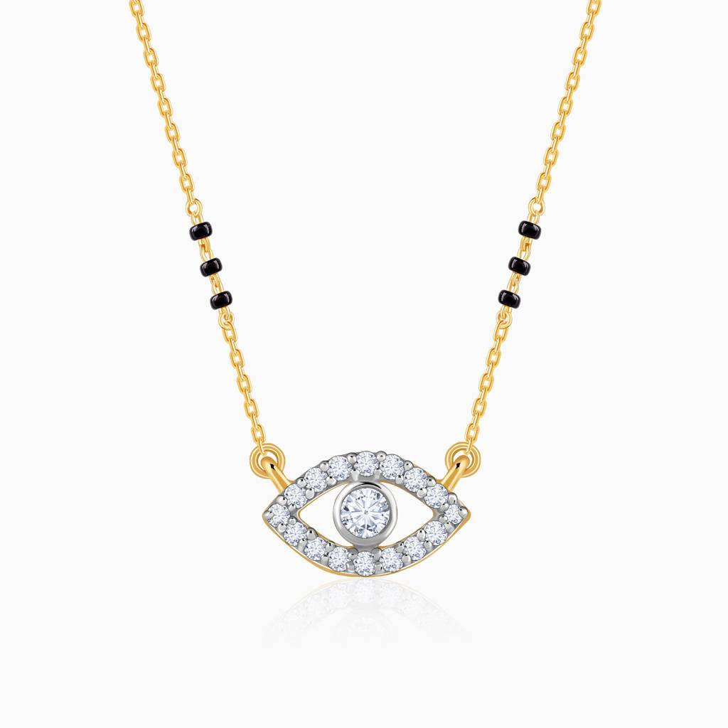 18K Gold Evil Eye- Diamond Mangalsutra : GDLNE0118