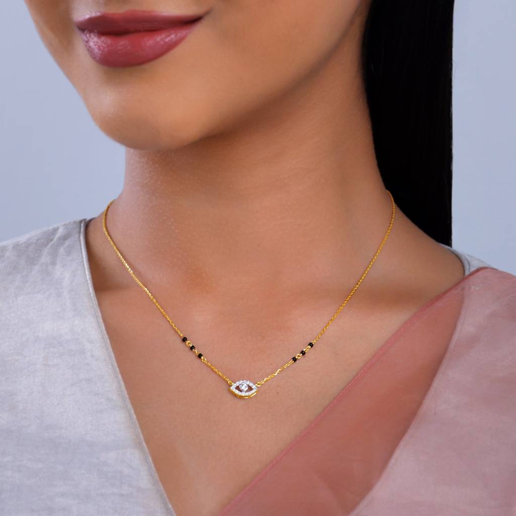 18K Gold Evil Eye- Diamond Mangalsutra : GDLNE0118