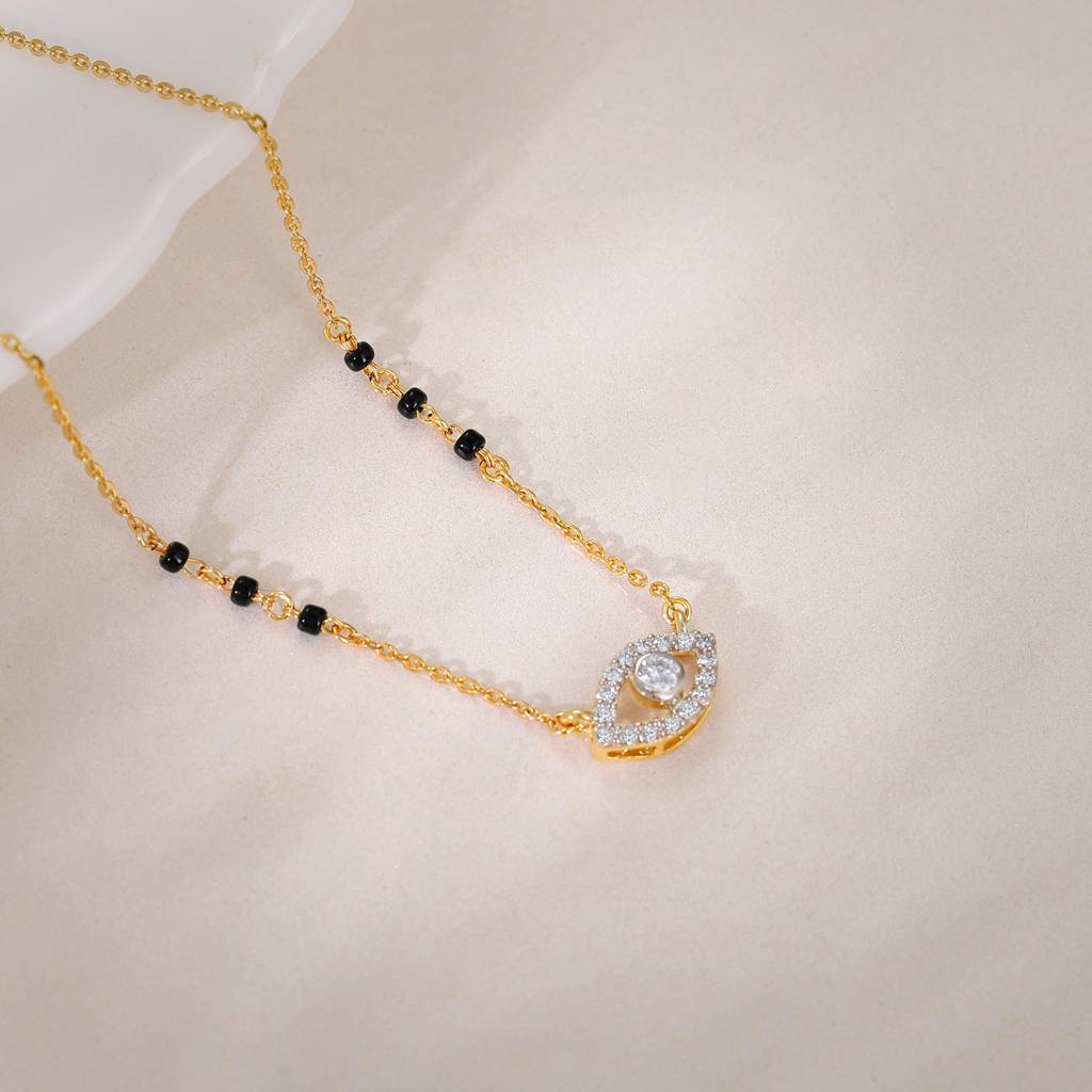 18K Gold Evil Eye- Diamond Mangalsutra : GDLNE0118
