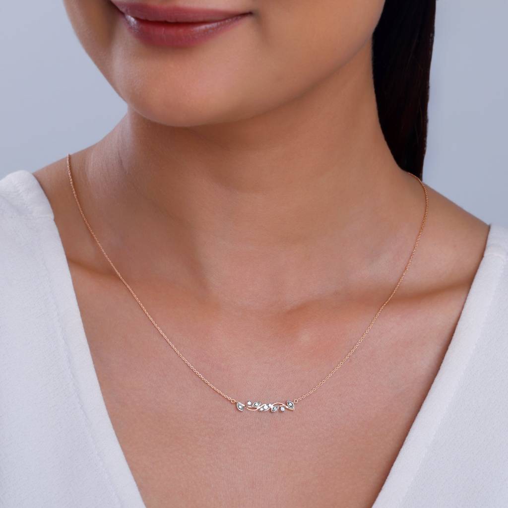 18K Rose Gold Branch Out Diamond Necklace : GDLNE0121