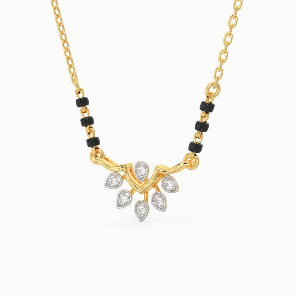 14K Gold Mellow Diamond Mangalsutra : GDLNE030