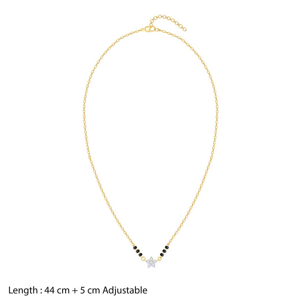 18K Gold Floral Flare Diamond Mangalsutra : GDLNE03