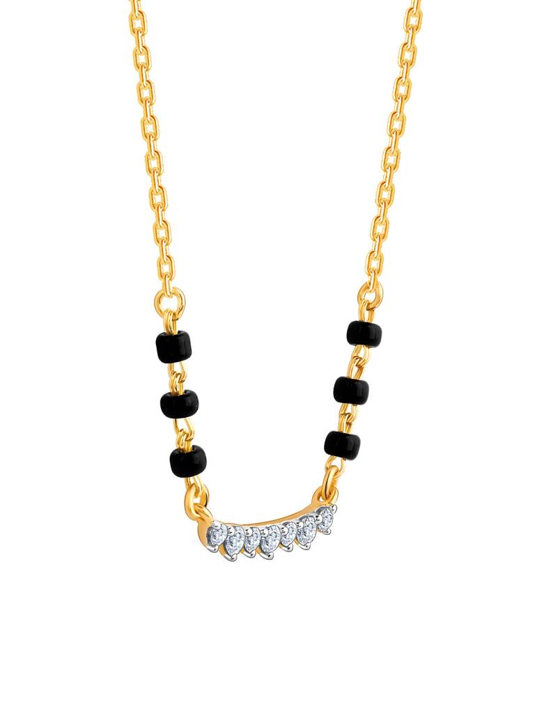 18K Yellow Gold Classic Brilliant Diamond Mangalsutra : GDLNE044