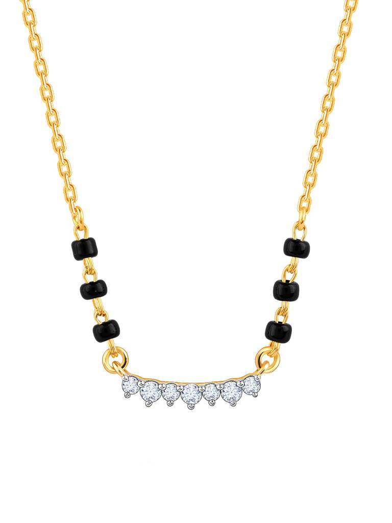 18K Yellow Gold Classic Brilliant Diamond Mangalsutra : GDLNE044