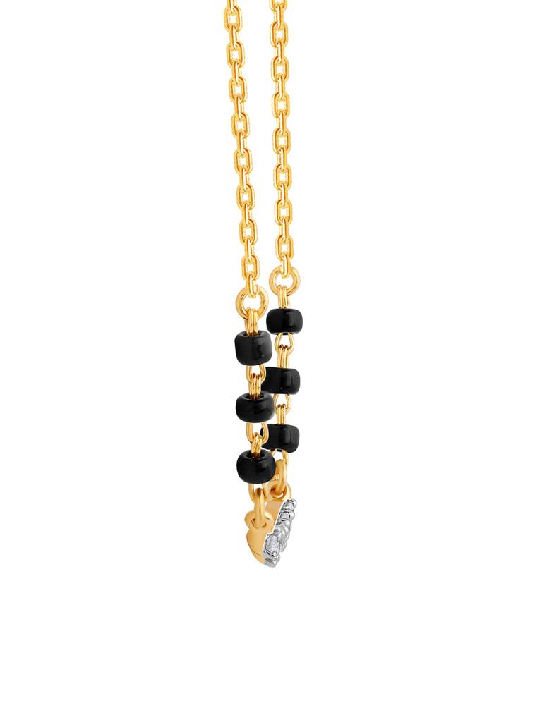 18K Yellow Gold Classic Brilliant Diamond Mangalsutra : GDLNE044
