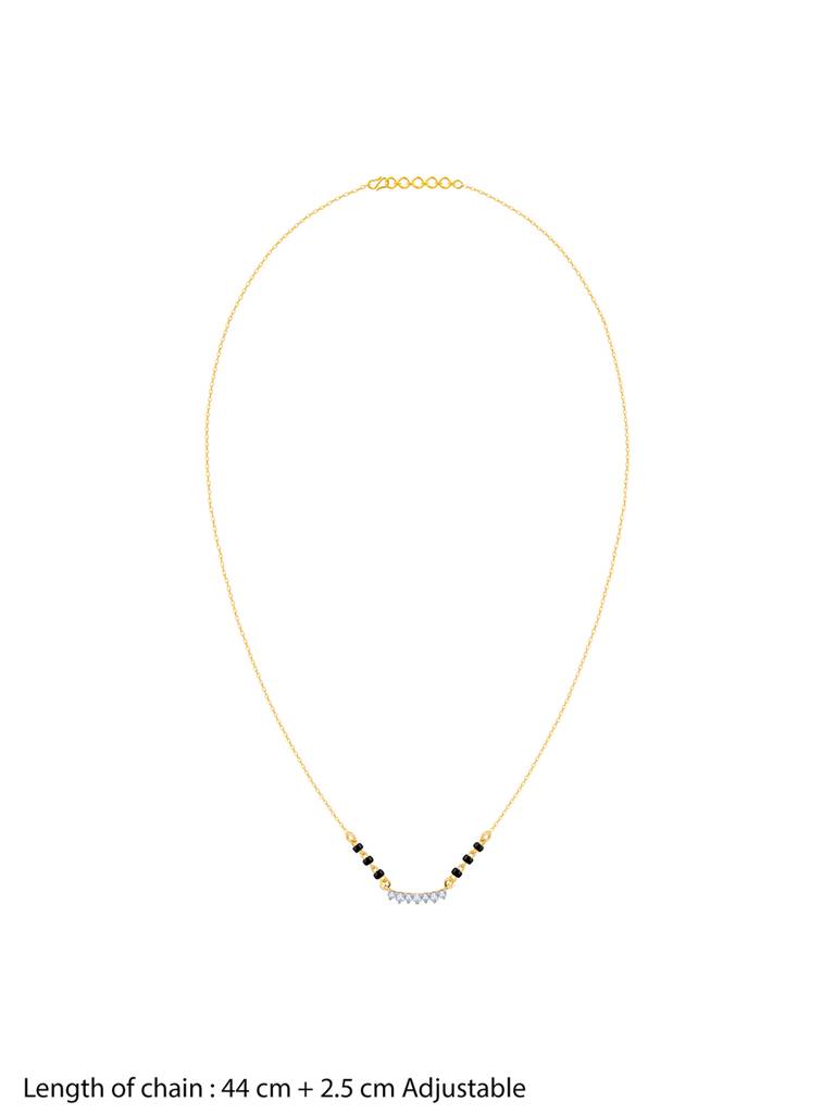 18K Yellow Gold Classic Brilliant Diamond Mangalsutra : GDLNE044