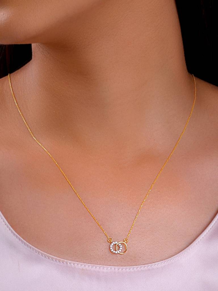 18K Yellow Gold Radiant Orbit Diamond Necklace : GDLNE046