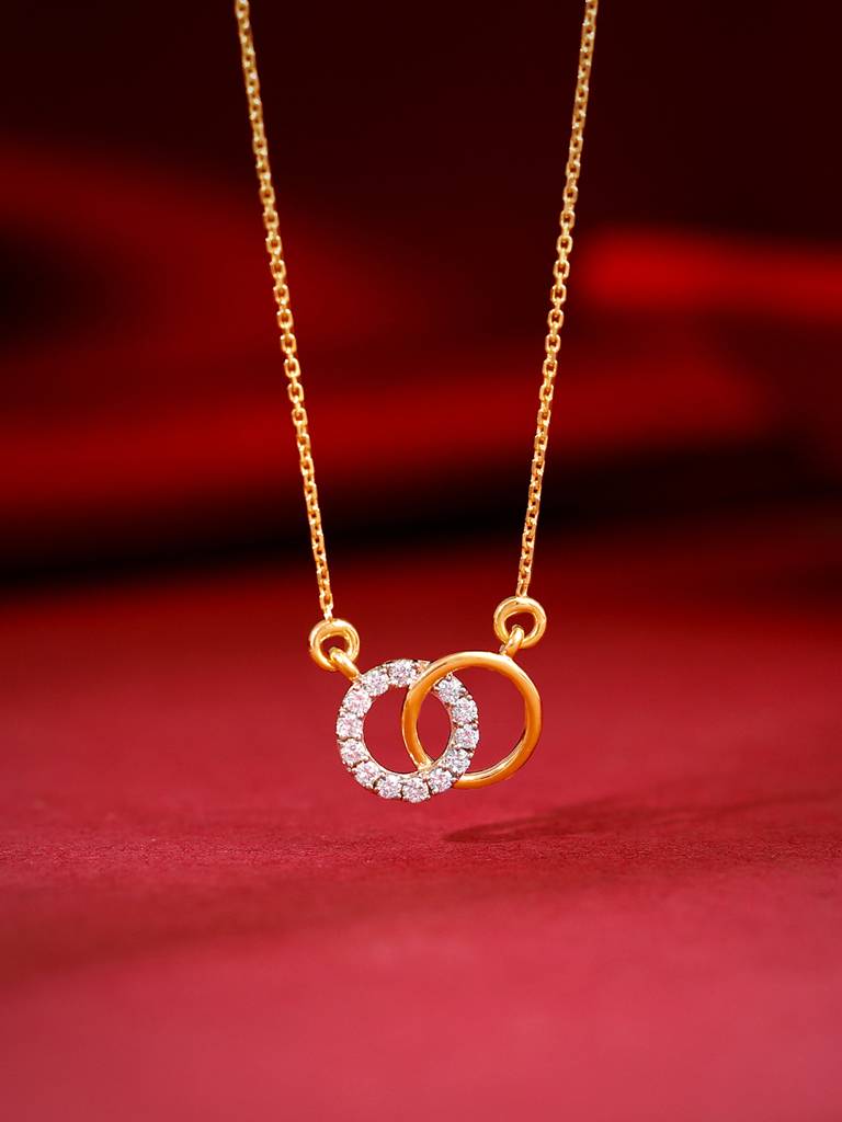 18K Yellow Gold Radiant Orbit Diamond Necklace : GDLNE046