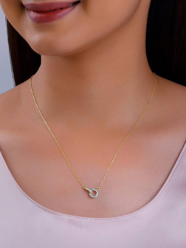 18K Yellow Gold Interconnected Diamond Necklace : GDLNE048