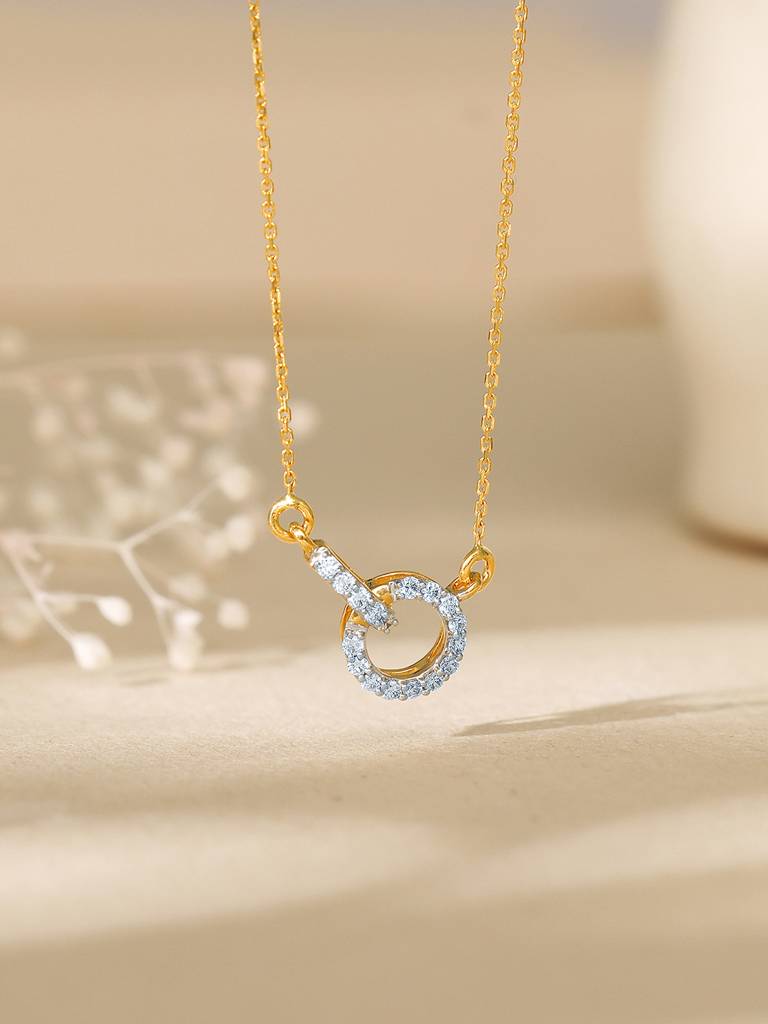 18K Yellow Gold Interconnected Diamond Necklace : GDLNE048