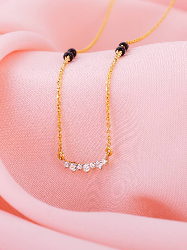 Giva 18K Yellow Gold Gold Classic Diamond Mangalsutra Gifts For Women & Girls : GDLNE05